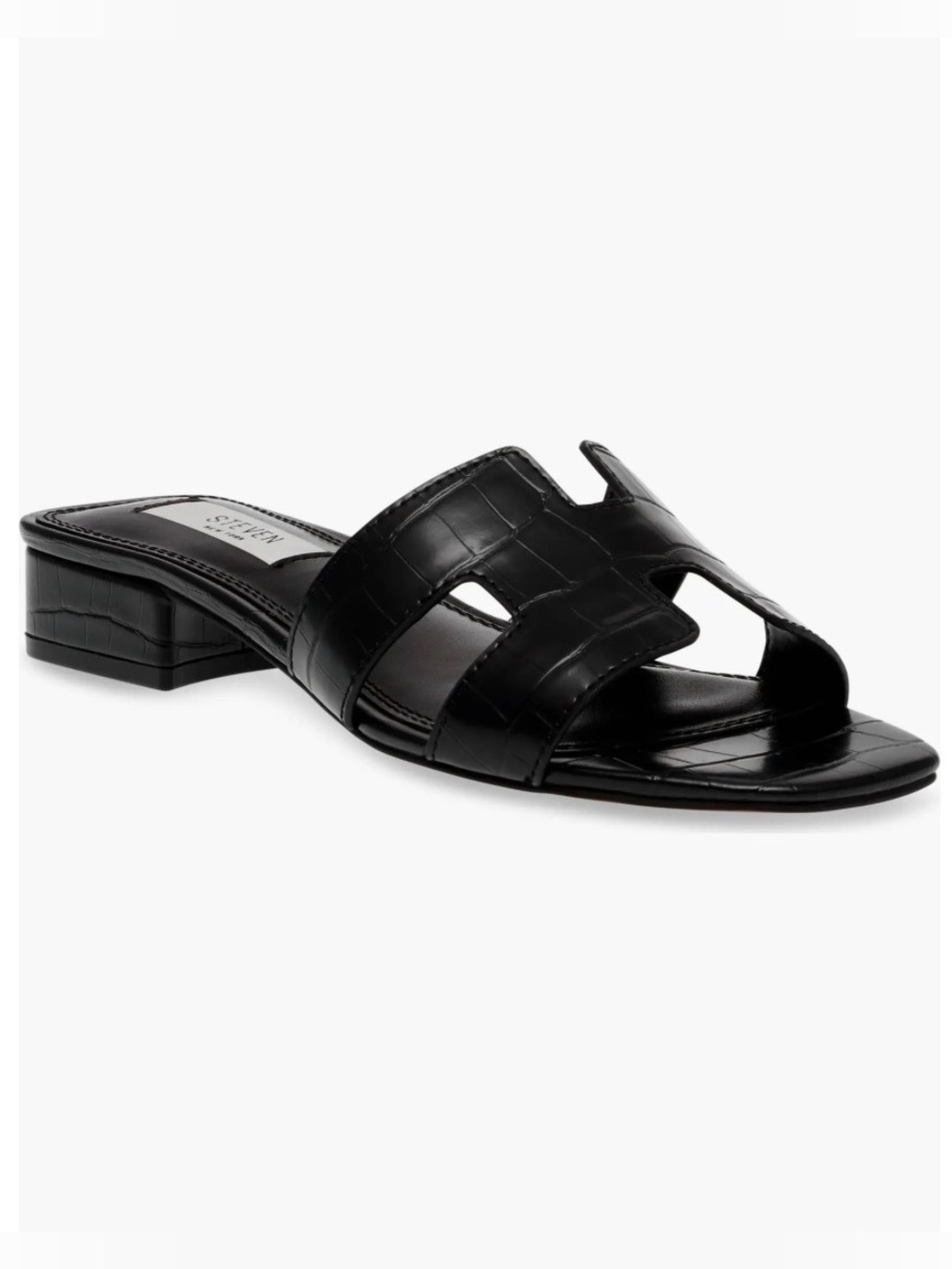 Steven New York By Steve Madden Hutchy Croc Slide Sandal in Black Sz 9